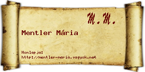 Mentler Mária névjegykártya